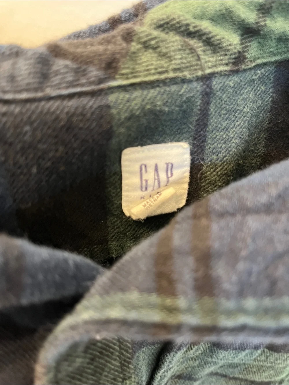 GAP Blue and Green Plaid Shirt